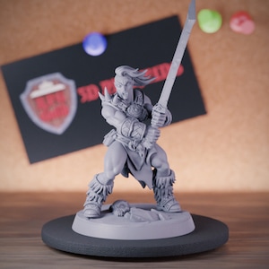 Female Barbarian Warrior Miniature Dungeons and Dragons Mini RPG Tabletop Miniature DnD Painting Pathfinder 5e DnD | AG