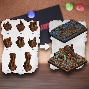Modular Cave Terrain Tiles | Underground Cavern Blocks | Mine Tabletop Terrain | Pathfinder D&D 5e
