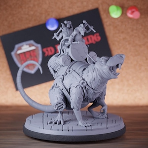 Giant Rat Miniature War Drum Mini Dungeons and Dragons RPG Tabletop Miniature DnD Painting Pathfinder 5e DnD | Cnp