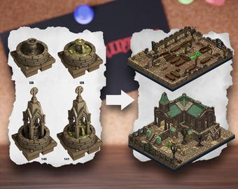 Losetas modulares de terreno de cementerio / Bloques de necrópolis de cementerio / Terreno de mesa de cripta / Pathfinder D&D 5e
