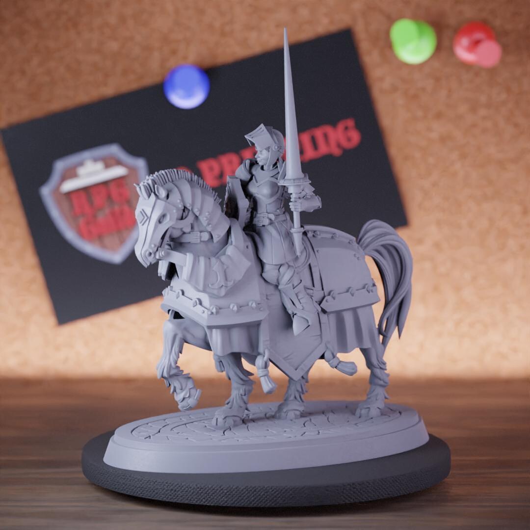 Female Paladin Rider Miniature Human Knight Dungeons and Dragons Mini ...