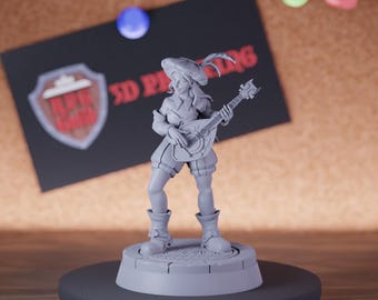 Female Human Bard Miniature Lute Mini Dungeons and Dragons Mini RPG Tabletop Miniature DnD Painting Pathfinder 5e DnD | Cnp