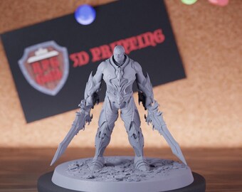 Sentinel Warrior Miniature Double Sword Fighter Mini Dungeons and Dragons RPG Tabletop Miniature DnD Painting Pathfinder 5e DnD | LoP