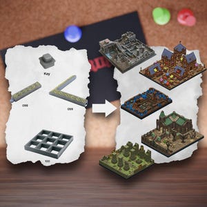 Griglia modulare di tessere di terreno D&D / Fondamenta per blocchi / Terreno da tavolo universale / Pathfinder D&D 5e Heroquest