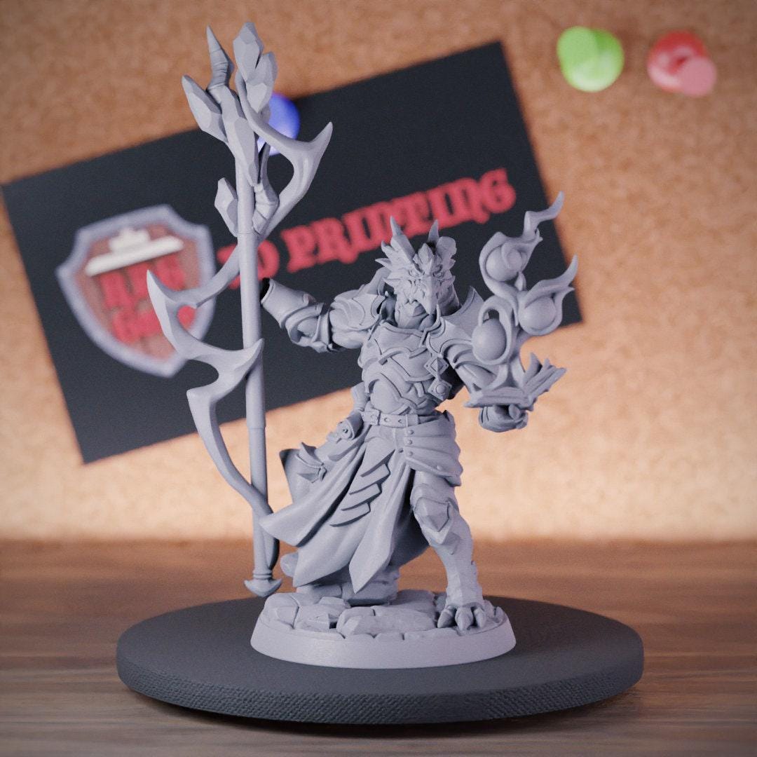 Dragonborn Wizard Hero Miniature Mage Mini Dungeons and Dragons Mini ...