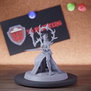 Drow Infantry Miniature Double Sword Mini Dungeons and Dragons Mini RPG Tabletop Miniature DnD Painting Pathfinder 5e DnD | Lop