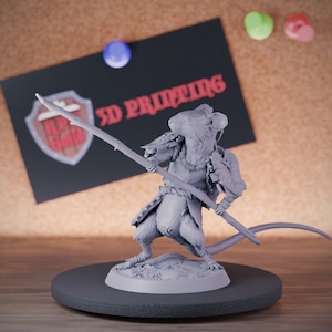 MouseFolk Miniature Laicost Spearman Mini Dungeons and Dragons Mini RPG Tabletop Miniature DnD Painting Pathfinder 5e DnD | LoP