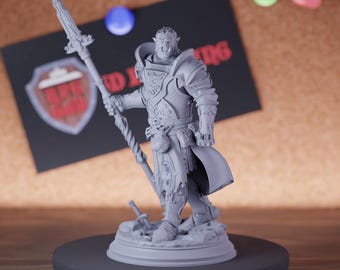 Orc Paldin with Spear Miniature | 28mm-75mm | Resin 3D Printed D&D Pathfinder Mini | DMS
