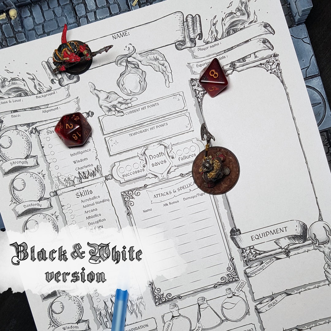 Dnd 5e Character Sheet Sorcerer Printable and Fillable PDF D&amp;D 5e ...