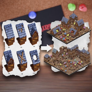 Piastrelle per terreno urbano modulare / Blocchi di città medievali / Terreno da tavolo del villaggio / Pathfinder D&D 5e