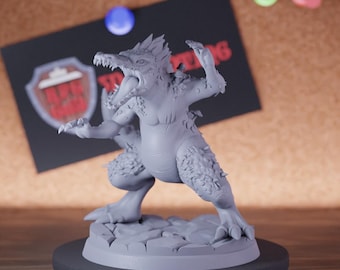 Crocodilefolk Monster Miniature Swamp Creature Mini Dungeons and Dragons RPG Tabletop Miniature DnD Painting Pathfinder 5e DnD | Cnp