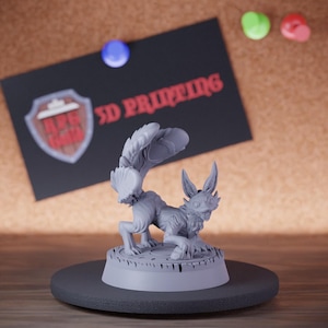Miniatura di volpe a tre code / 28 mm-38 mm / Resina stampata in 3D D&D Pathfinder Mini / CnP