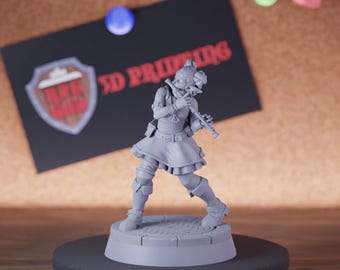 College of Spirits Female Bard Miniature Flute Mini Dungeons and Dragons Mini RPG Tabletop Miniature DnD Painting Pathfinder 5e DnD | Cnp