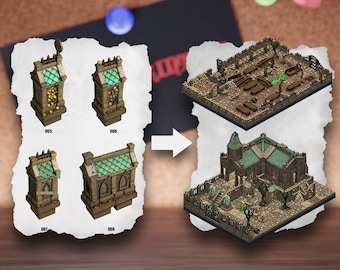 Losetas modulares de terreno de cementerio / Bloques de necrópolis de cementerio / Terreno de mesa de cripta / Pathfinder D&D 5e