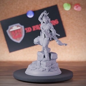Female Ranger Hunter Miniature | 28mm-75mm | Resin 3D Printed D&D Pathfinder Mini | DMS