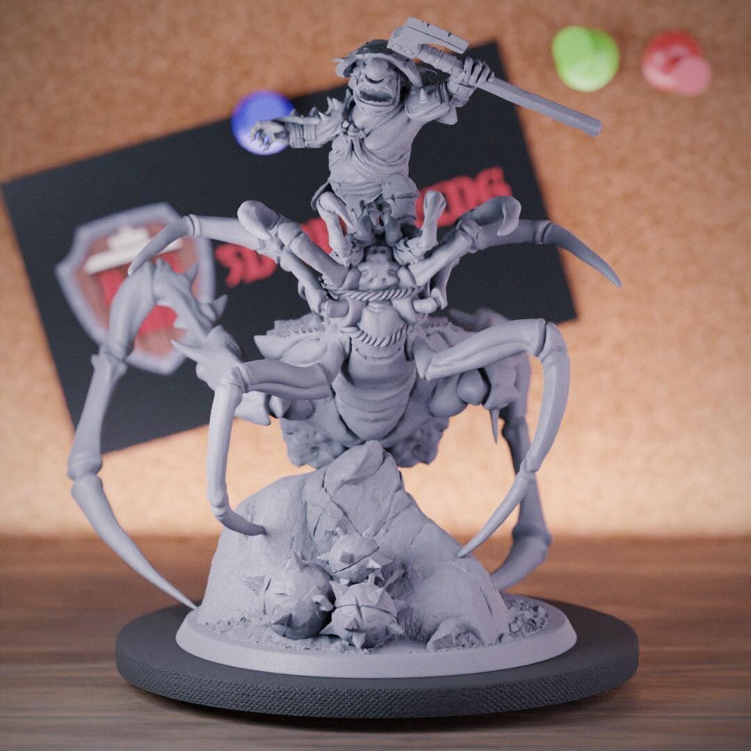 Spider Rider Dnd Goblin Cavalry Spider Rider Miniature Monster Mini Dungeons and Dragons ...