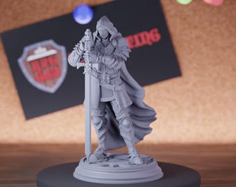 Human Knight Faceless Miniature | 28mm-75mm | Resin 3D Printed D&D Pathfinder Mini | DMS