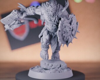 Bugbear Fighter Champion Miniature | 28mm-38mm | Resin 3D Printed D&D Pathfinder Mini | DB