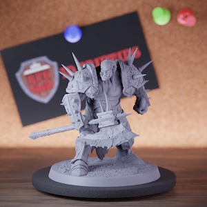 Brutal Orc Miniature Guard Look Mini Dungeons and Dragons RPG Tabletop Miniature DnD Painting Pathfinder 5e DnD | Lop