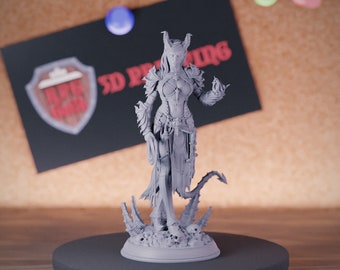 Weiblicher Tiefling Miniatur Hexenmeister Mini Dungeons and Dragons Mini RPG Tabletop Miniatur DnD Gemälde Pathfinder 5e DnD | DmS