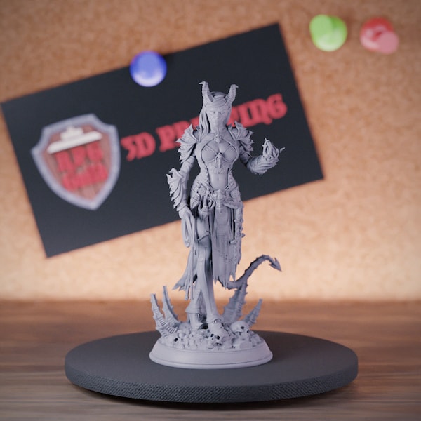 Weiblicher Tiefling Miniatur Hexenmeister Mini Dungeons and Dragons Mini RPG Tabletop Miniatur DnD Gemälde Pathfinder 5e DnD | DmS