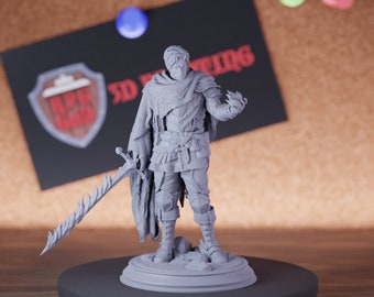 Flame Warrior Miniature Knight Fighter Mini Dungeons and Dragons Mini RPG Tabletop Miniature DnD Painting Pathfinder 5e DnD | DmS