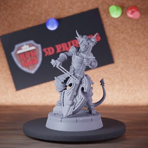Tiefling Bard Miniature Cello Player Performer Mini Dungeons and Dragons Mini RPG Tabletop Miniature DnD Painting Pathfinder 5e DnD | Cnp