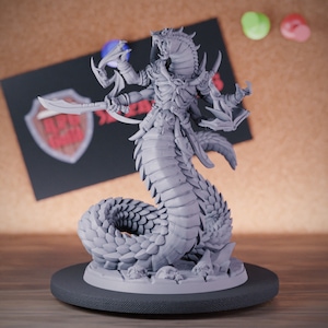 Naga Boss Wizard Miniature Yuan Ti Mage Dungeons and Dragons Mini RPG Tabletop Miniature DnD Painting Pathfinder DnD | AG