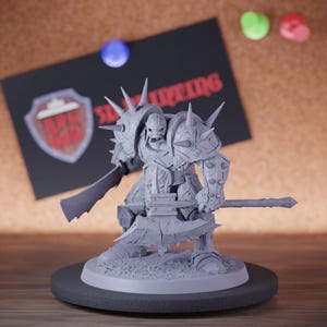 Brutal Orc Miniature Halberd Sword Monster Mini Dungeons and Dragons RPG Tabletop Miniature DnD Painting Pathfinder 5e DnD | Lop