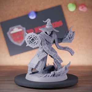 Miniatuur Warforged Sorcerer | 28 mm-38 mm | Hars 3D-geprinte D&D Pathfinder Mini | AG