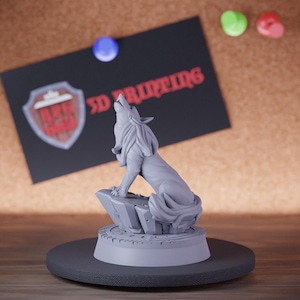 Howling Wolf Miniature Magic Beast Mini Dungeons and Dragons Mini RPG Tabletop Miniature DnD Painting Pathfinder 5e DnD | CnP