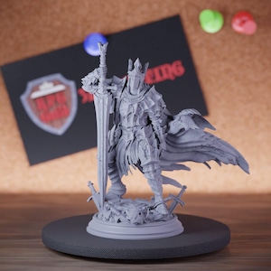 Wraith Undead Knight Miniature | 28mm-75mm | Resin 3D Printed D&D Pathfinder Mini | DMS