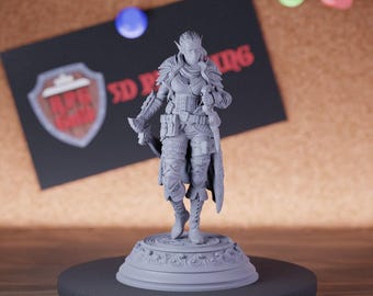 Elf Assassin Female Rogue Miniature | 28mm-75mm | Resin 3D Printed D&D Pathfinder Mini | DMS
