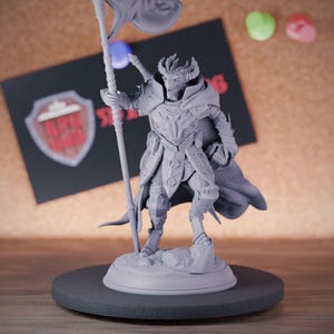 General Dragonborn con bandera en miniatura / 28 mm-75 mm / Resina impresa en 3D D&D Pathfinder Mini / DMS