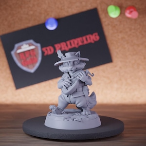 Racoon Bard Miniature NPC Mini Dungeons and Dragons Mini RPG Tabletop Miniature DnD Painting Pathfinder 5e DnD | Cnp