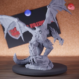 Obsidian Dragon Monster Miniature Winged Giant Mini Dungeons and Dragons Mini RPG Tabletop Miniature DnD Painting Pathfinder 5e DnD | Cnp