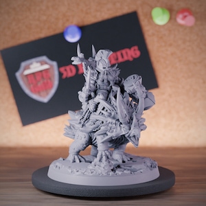 Dwarven Dino Cavalry Miniature Dwarf Raider Dungeons and Dragons Mini RPG Tabletop Miniature DnD Painting Pathfinder 5e DnD | AG