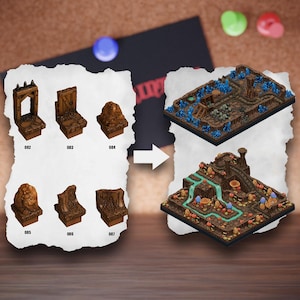 Modular Cave Terrain Tiles | Underground Cavern Blocks | Mine Tabletop Terrain | Pathfinder D&D 5e