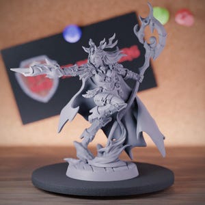 Miniatura de elfo druida femenino para mazmorras y dragones, minijuego de rol, miniatura de mesa, DnD, pintura, Pathfinder 5e, DnD/AG