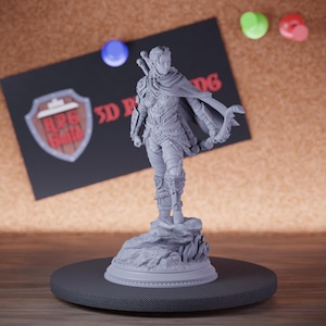 Female Human Ranger Miniature Monster Hunter Mini Dungeons and Dragons Mini RPG Tabletop Miniature DnD Painting Pathfinder 5e DnD | DmS