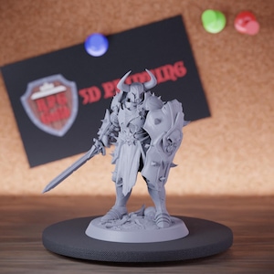 Armored Knight Miniature Guard Warrior Mini Dungeons and Dragons Mini RPG Tabletop Miniature DnD Painting Pathfinder 5e DnD | LoP