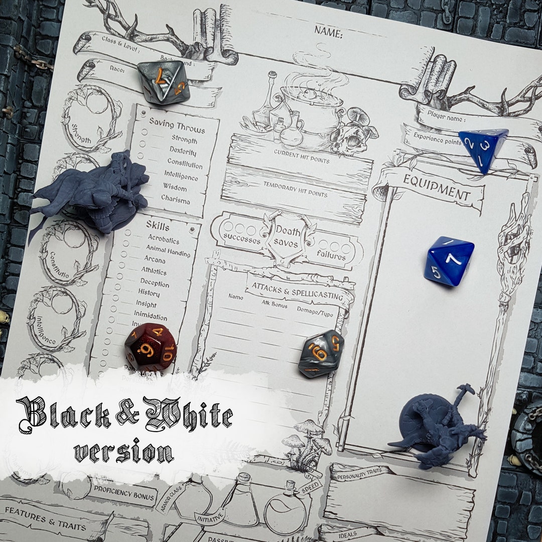 Dnd 5e Character Sheet Druid Printable Sheet D&D 5e Druid Stat Sheet