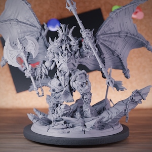 Demon King Thulugar Miniature Monster Boss BBEG Dungeons and Dragons Mini RPG Tabletop Miniature DnD Painting Pathfinder 5e DnD | CnP