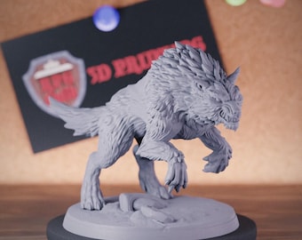 Miniatura de lobo gigante / 28 mm-38 mm / Resina impresa en 3D D&D Pathfinder Mini / AG