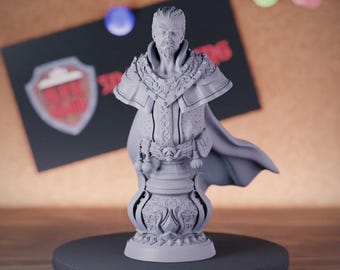Human Wizard Bust | Resin 3D Printed Display Miniature for Painting & Collecting | DMS