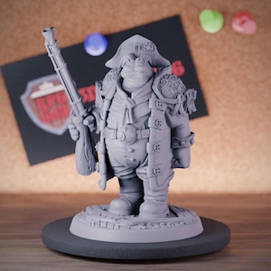 Giff Captain Miniature Hippo Gunslinger Dungeons and Dragons Mini RPG Tabletop Miniature DnD Painting Pathfinder 5e DnD | CnP