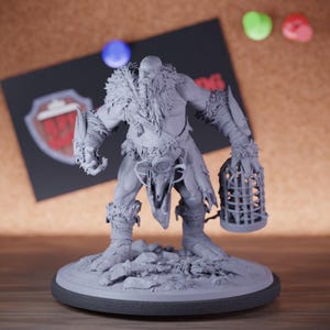 Tribal Giant Miniature Cage Guard Mini Dungeons and Dragons RPG Tabletop Miniature DnD Painting Pathfinder 5e DnD | LoP