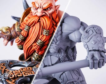 Orc Slayer Dwarf Miniature | 28mm-38mm | Resin 3D Printed D&D