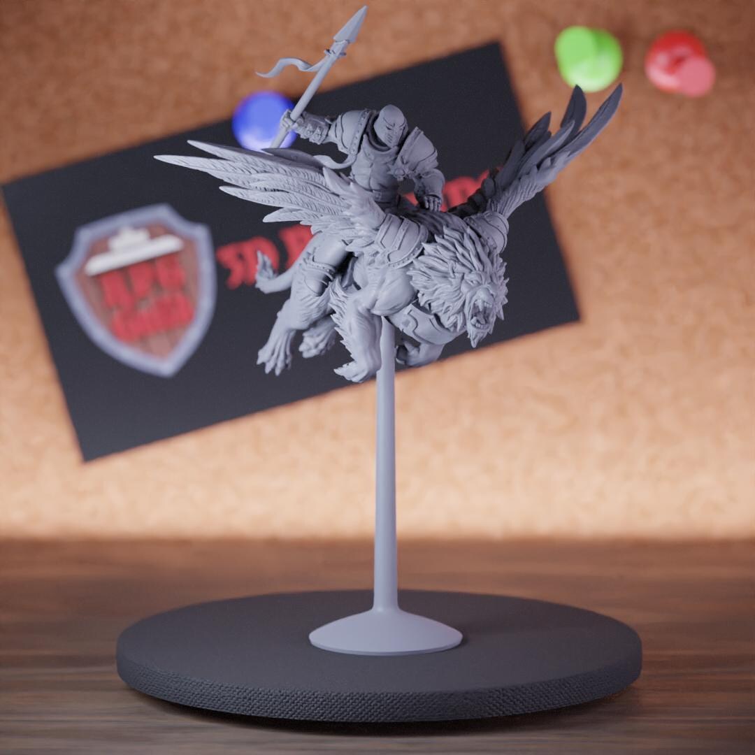 Celestial Warrior Miniature Lion Rider Mini Dungeons and Dragons Mini ...