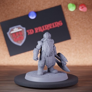 Barbarian Dwarf Miniature Big Axe Standing Mini Dungeons and Dragons Mini RPG Tabletop Miniature DnD Painting Pathfinder 5e DnD | Lop